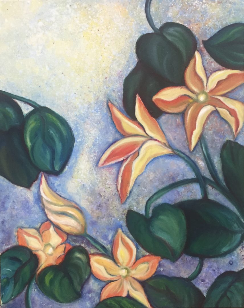 Squash Blossoms Oil and acrylic on canvas, in Sold
